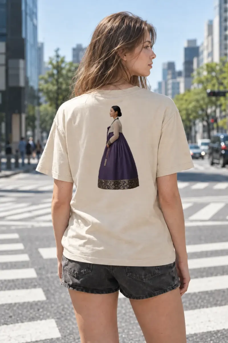 "Hanbok Floral Frame" Heavyweight Unisex Crewneck T-shirt | Gildan 5000