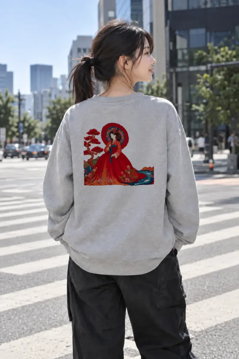 “Hanbok Parasol” Heavy Blend Unisex Crewneck Sweatshirt | Gildan 18000