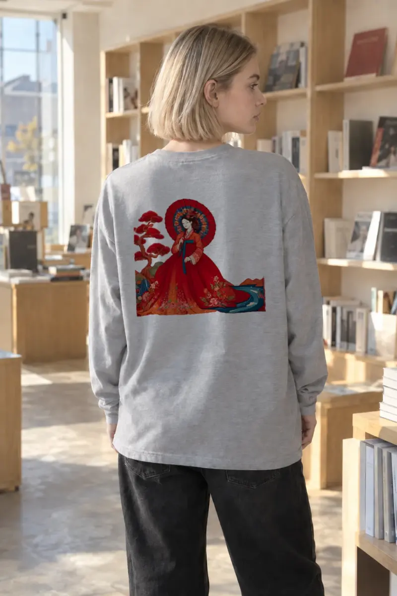 “Hanbok Parasol” Unisex Longsleeve T-shirt | Gildan 2400