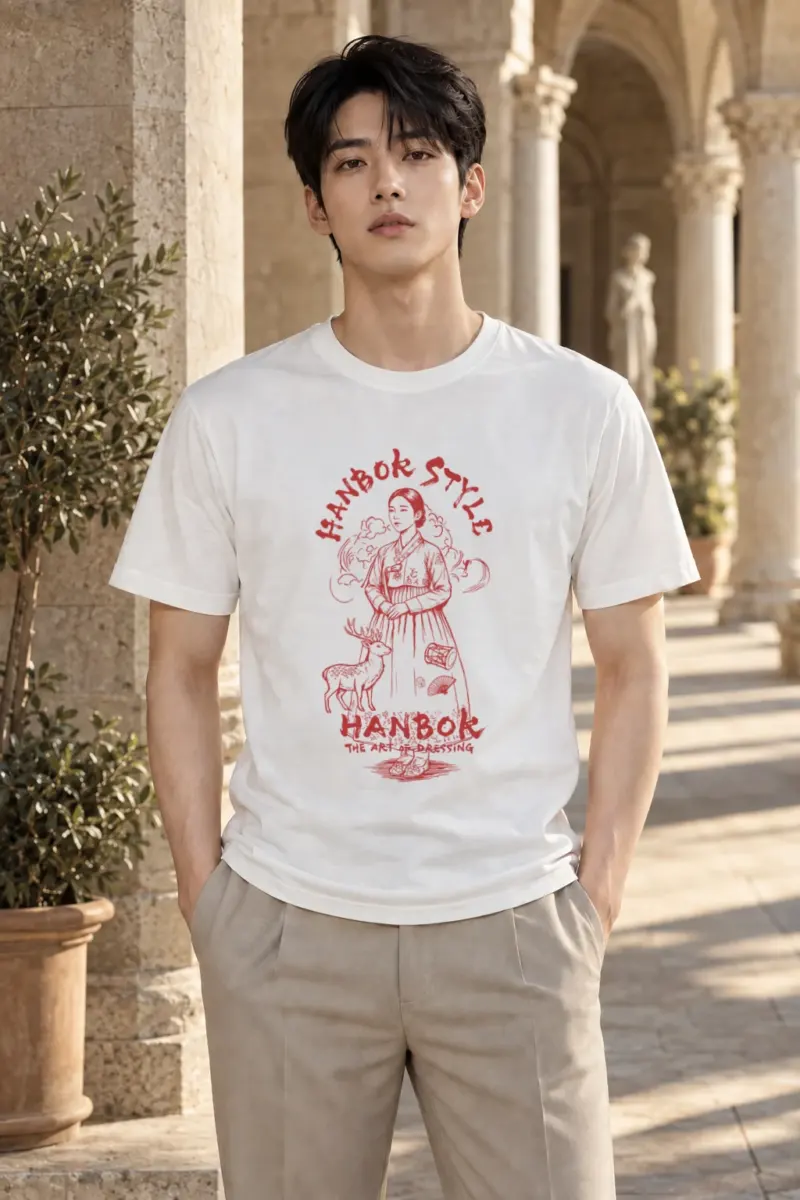 "Hanbok Style" Heavyweight Unisex Crewneck T-shirt | Gildan 5000