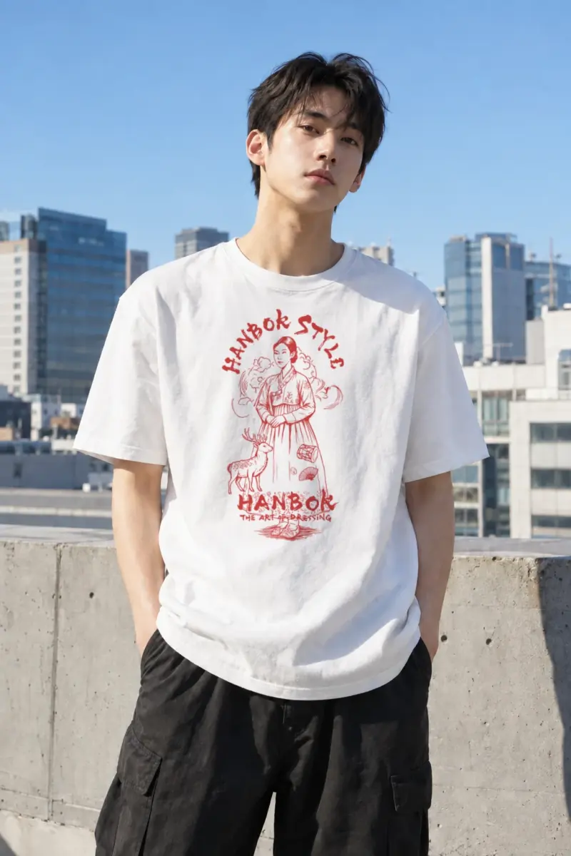 “Hanbok Style” Heavyweight Unisex Crewneck T-shirt | Gildan 5000
