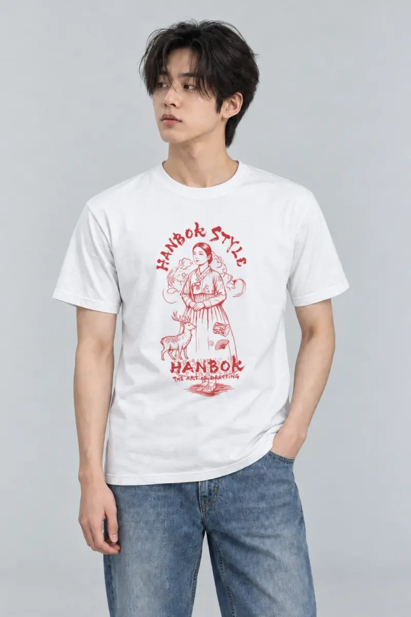 "Hanbok Style" Heavyweight Unisex Crewneck T-shirt | Gildan 5000