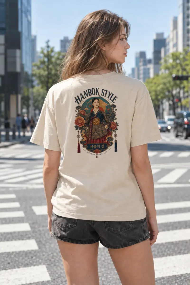 "Hanbok Style" Heavyweight Unisex Crewneck T-shirt | Gildan 5000