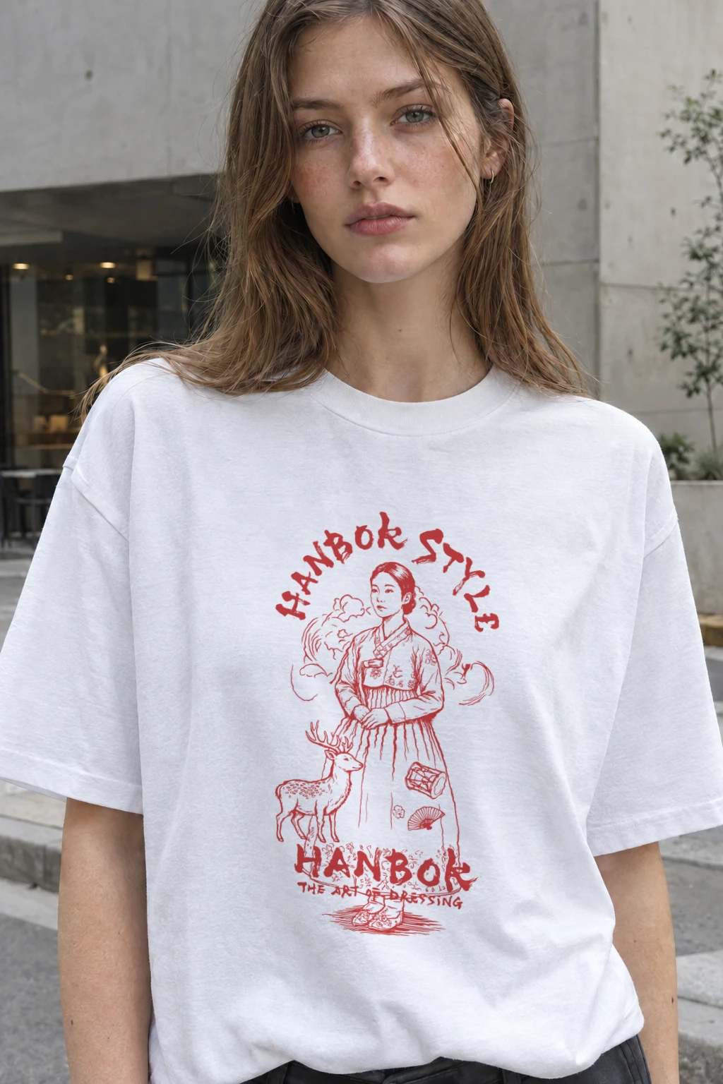 "Hanbok Style" Heavyweight Unisex Crewneck T-shirt | Gildan 5000