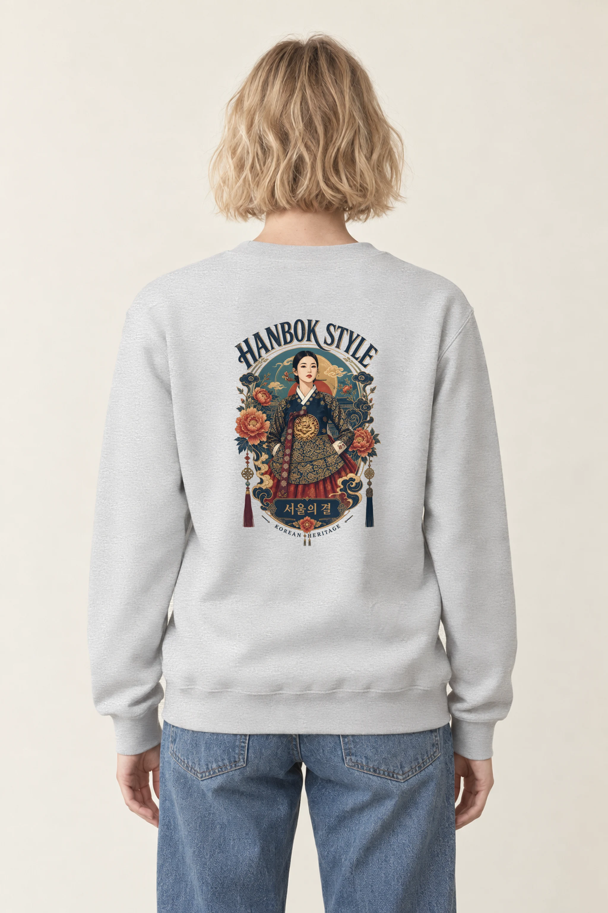 "Hanbok Style Heritage" Unisex Crewneck Sweatshirt