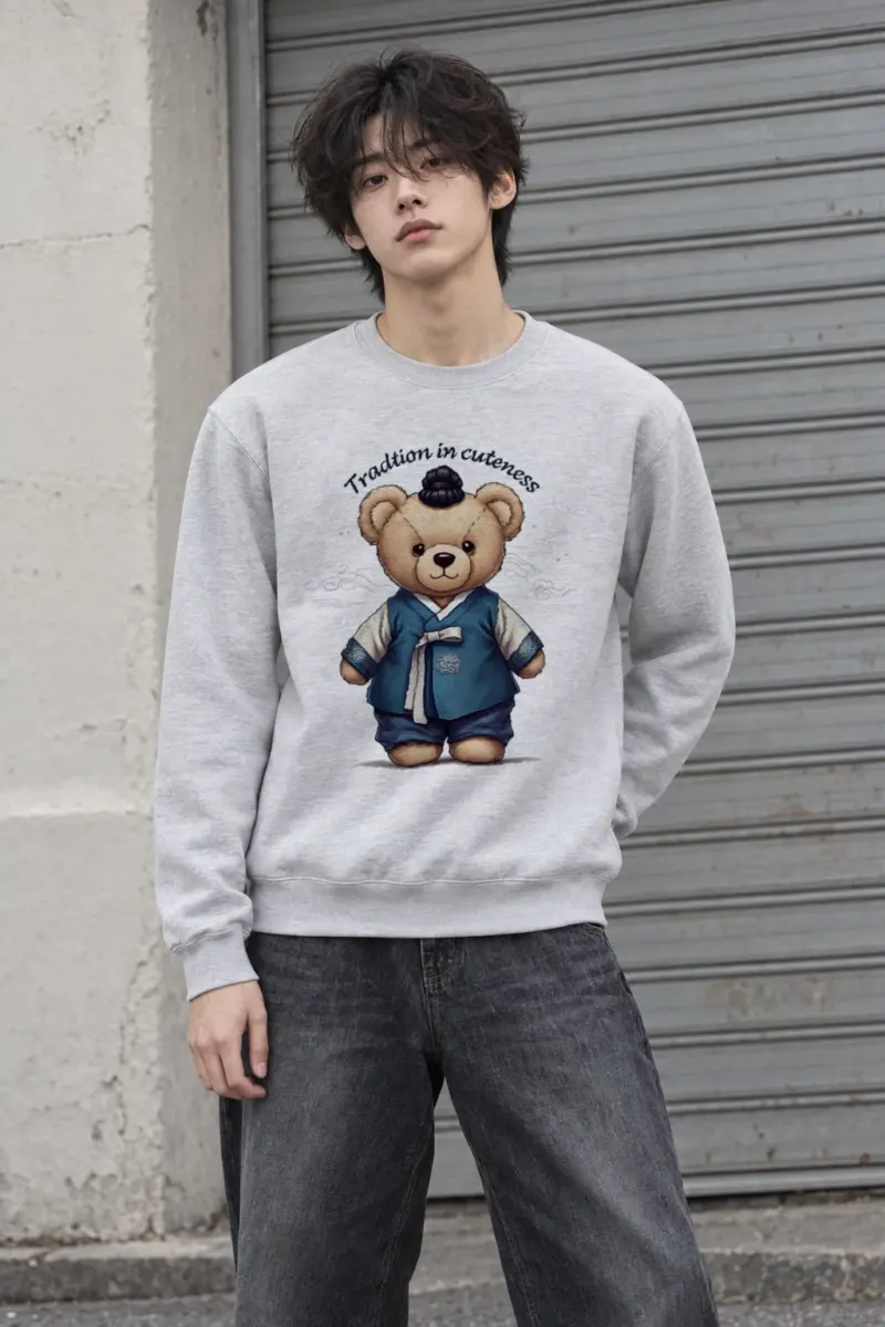 "Hanbok Teddy Bear" Heavy Blend Unisex Crewneck Sweatshirt | Gildan 18000