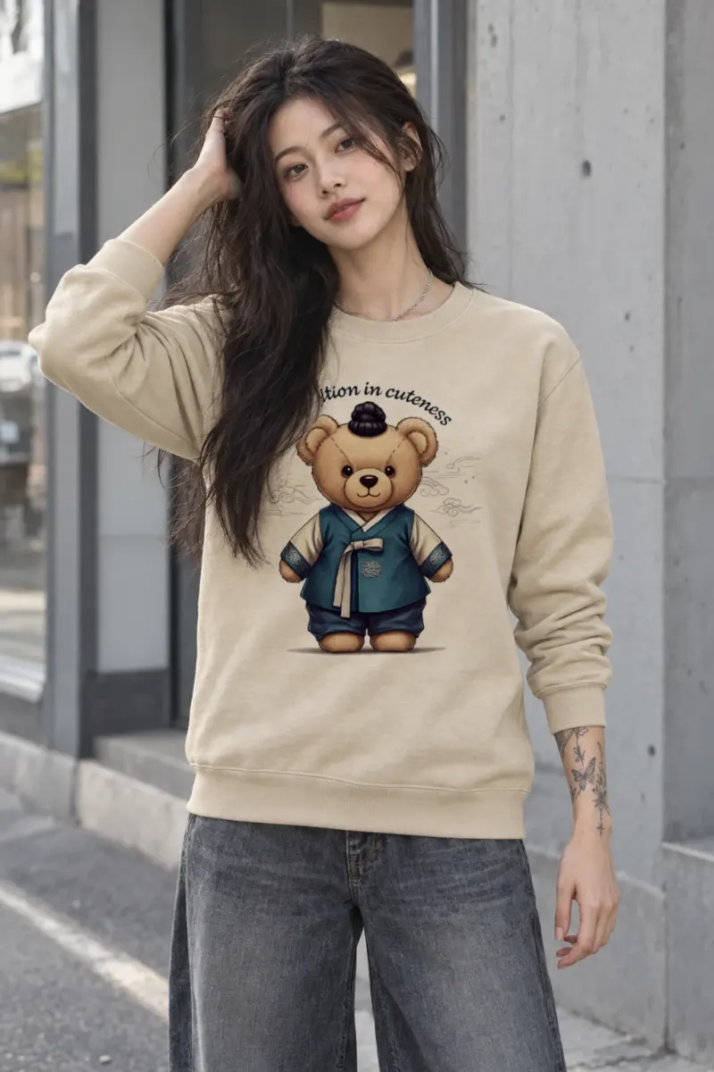 "Hanbok Teddy Bear" Heavy Blend Unisex Crewneck Sweatshirt