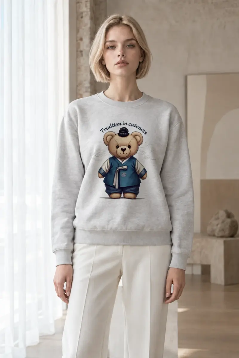 "Hanbok Teddy Bear" Heavy Blend Unisex Crewneck Sweatshirt | Gildan 18000