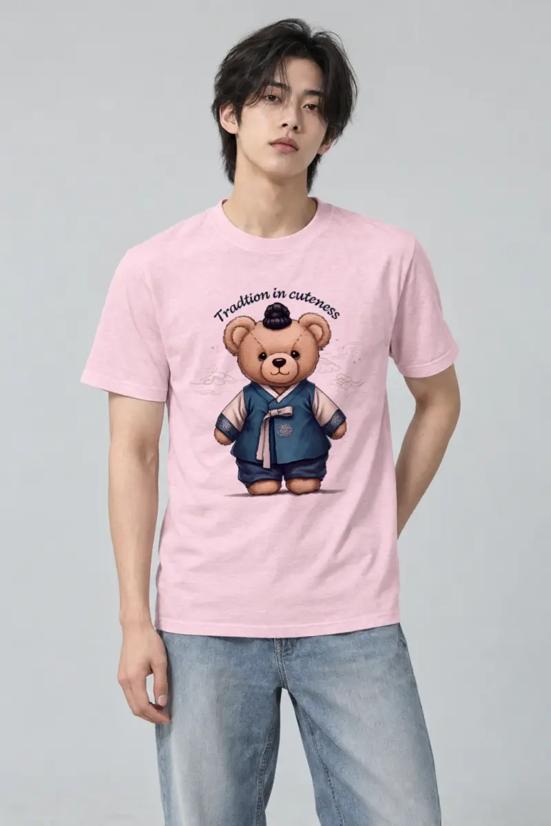 "Hanbok Teddy Bear" Heavyweight Unisex Crewneck T-shirt | Gildan 5000