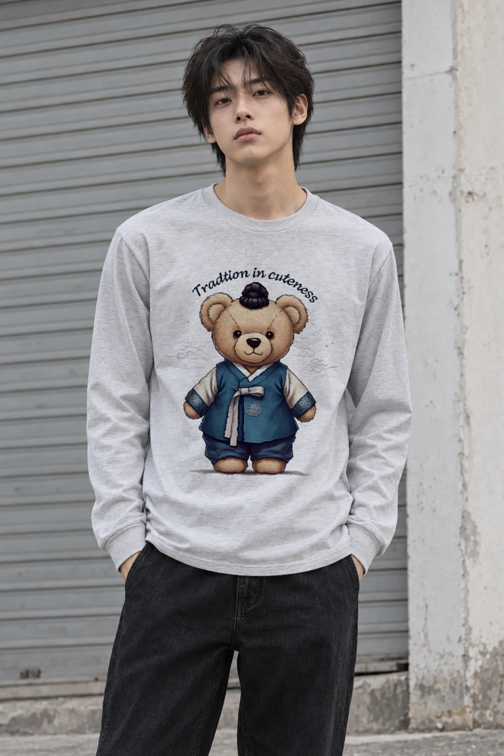 "Hanbok Teddy Bear" Unisex Longsleeve T-shirt | Gildan 2400