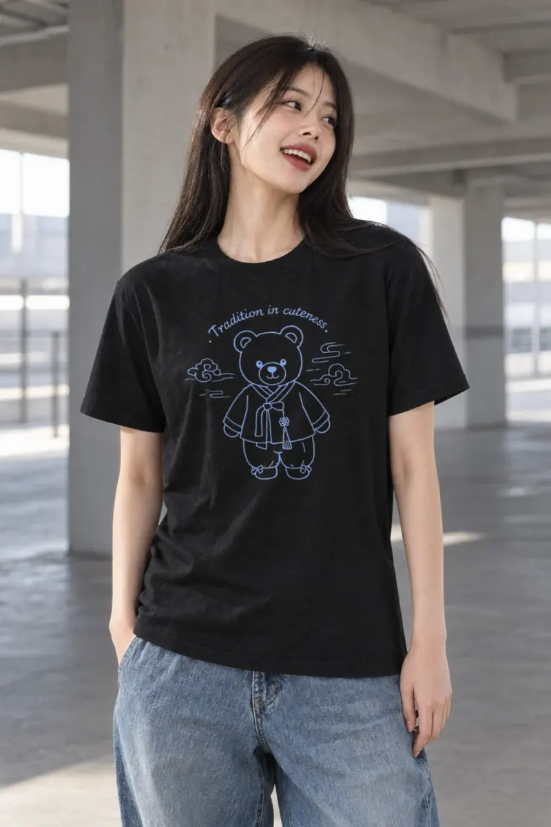 "Hanbok Teddy Clouds" Heavyweight Unisex Crewneck T-shirt