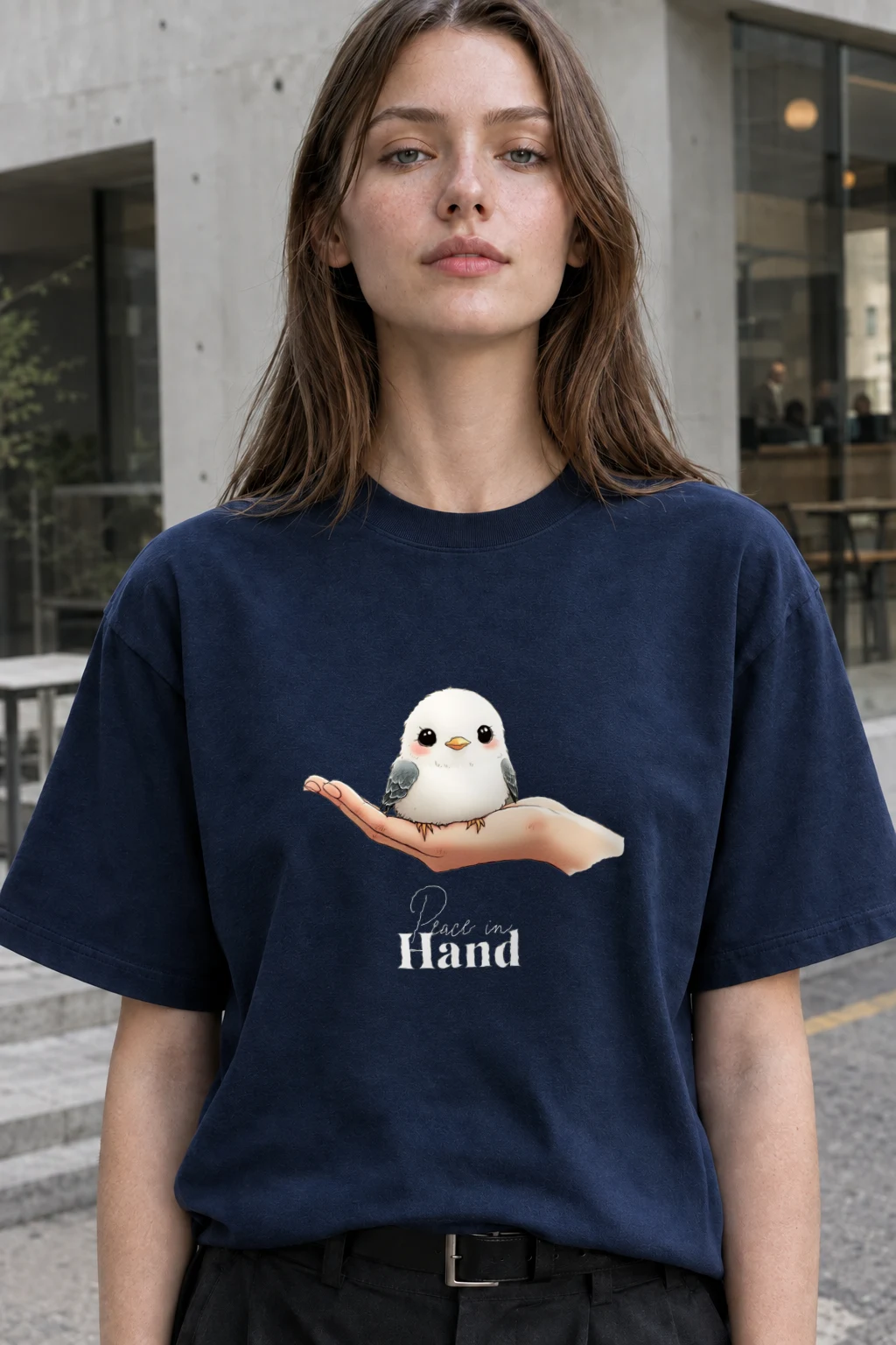 "Hand Bird" Heavyweight Unisex Crewneck T-shirt | Gildan 5000