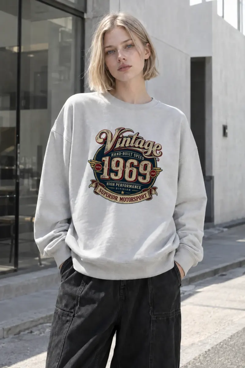 "Hand-Built Speed 1969" Heavy Blend Unisex Crewneck Sweatshirt | Gildan 18000