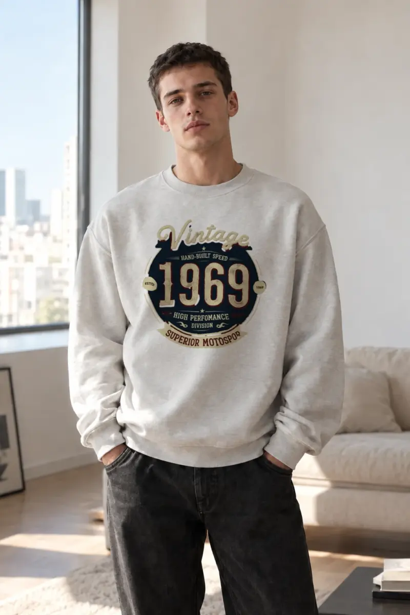 "Hand-Built Speed 1969" Heavy Blend Unisex Crewneck Sweatshirt | Gildan 18000