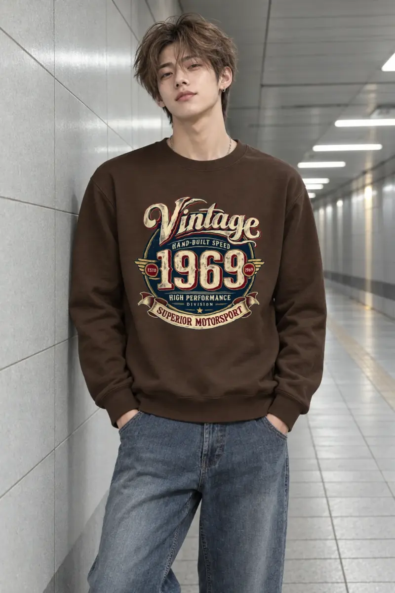 "Hand-Built Speed 1969" Heavy Blend Unisex Crewneck Sweatshirt