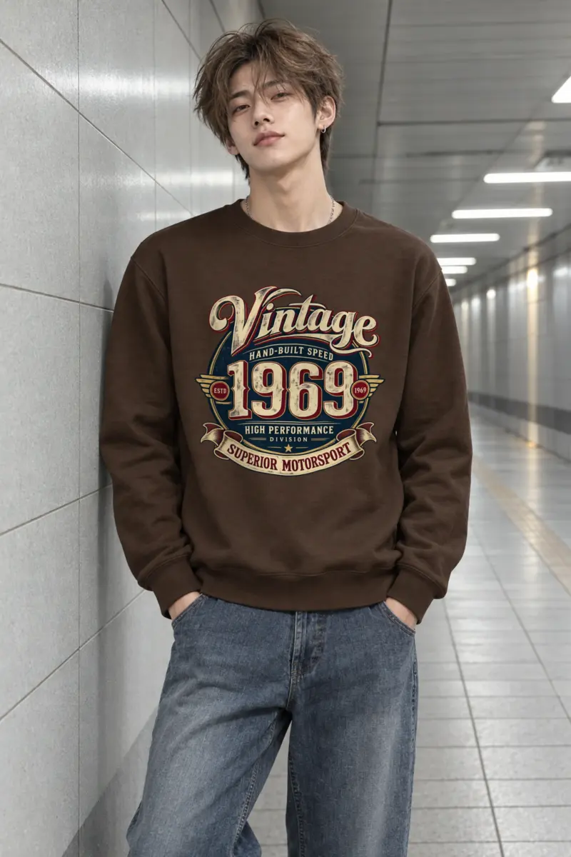 "Hand-Built Speed 1969" Heavy Blend Unisex Crewneck Sweatshirt