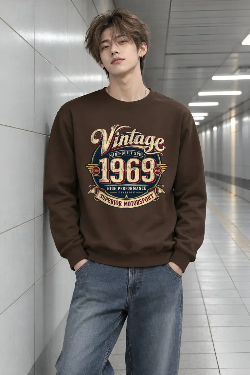 "Hand-Built Speed 1969" Heavy Blend Unisex Crewneck Sweatshirt