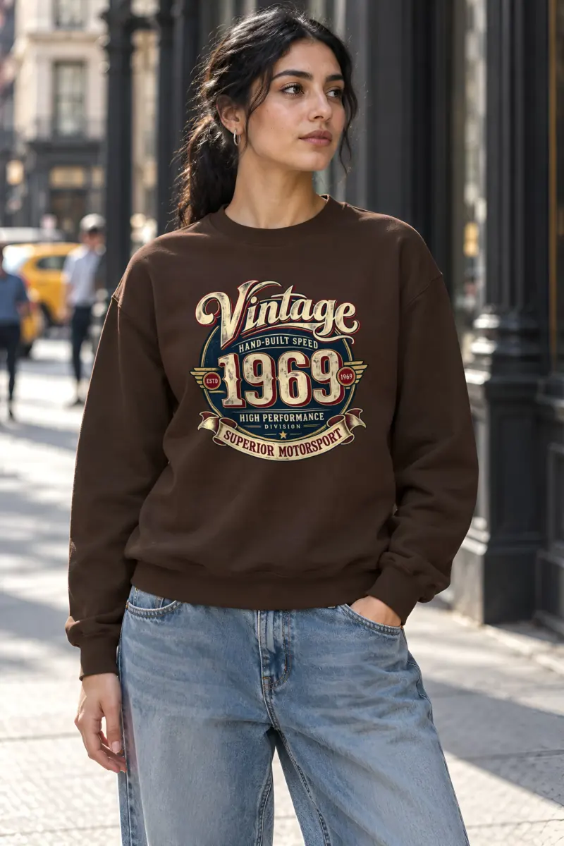 "Hand-Built Speed 1969" Heavy Blend Unisex Crewneck Sweatshirt