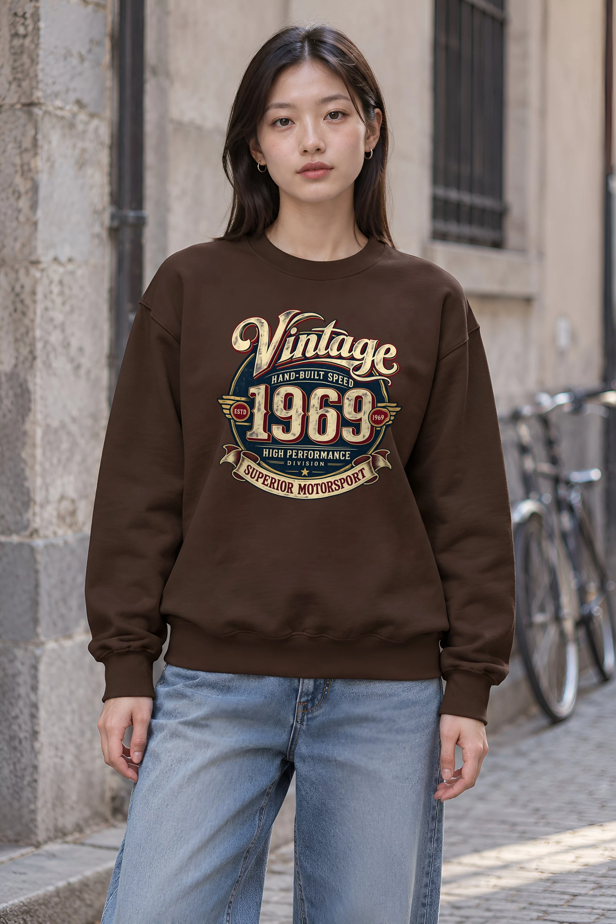 "Hand-Built Speed 1969" 1 Crewneck Sweatshirt