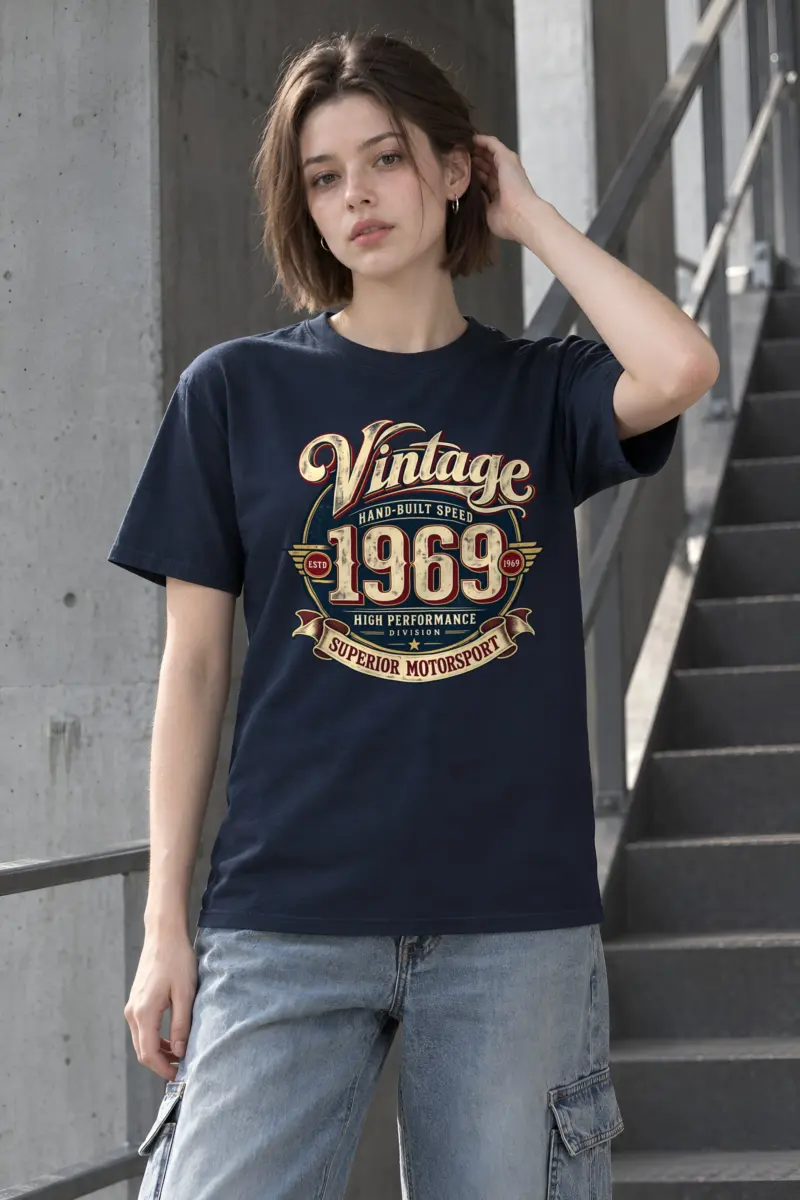 "Hand-Built Speed 1969" Heavyweight Unisex Crewneck T-shirt