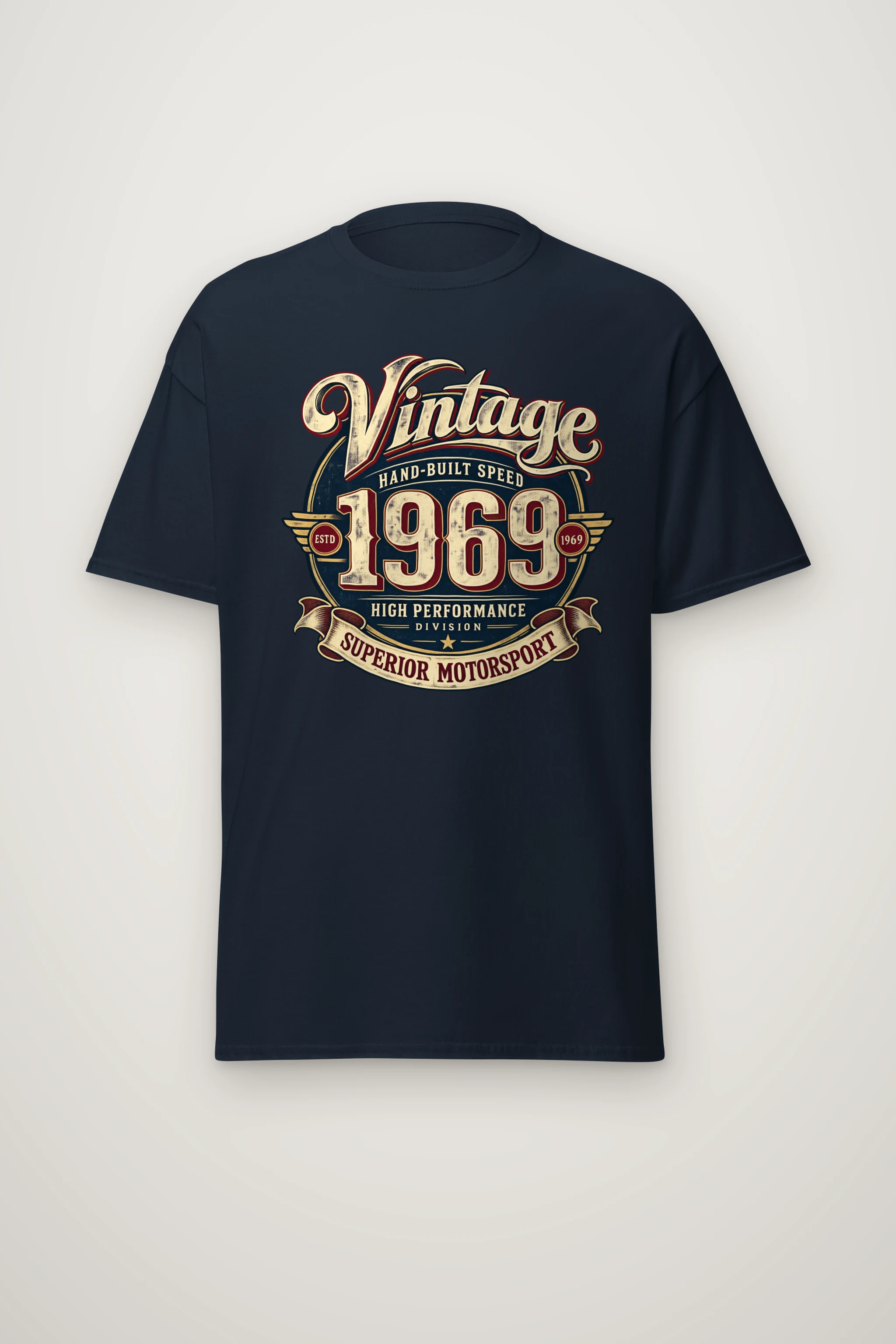 "Hand-Built Speed 1969" Heavyweight Unisex Crewneck T-shirt