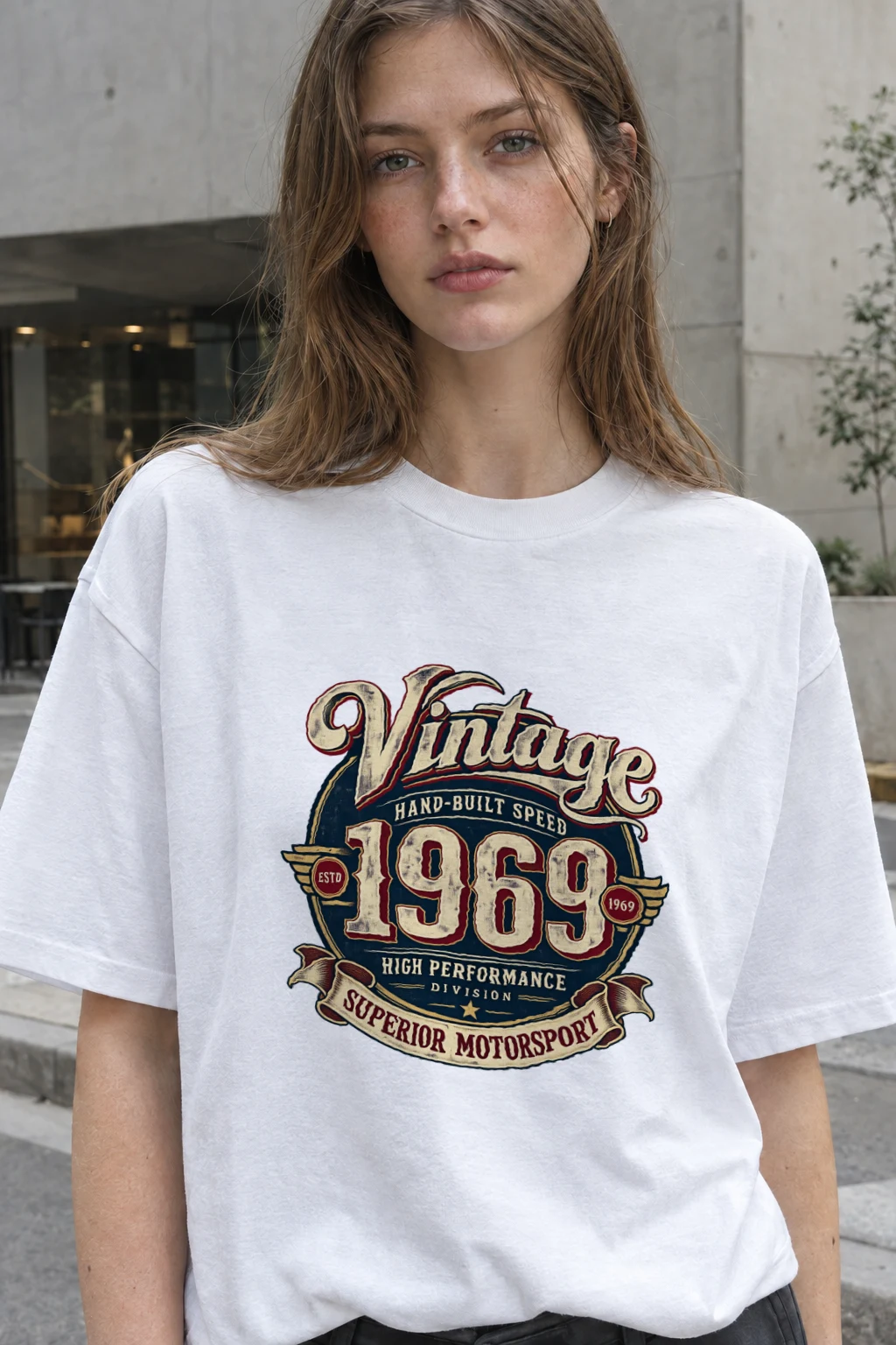 "Hand-Built Speed 1969" Heavyweight Unisex Crewneck T-shirt | Gildan 5000