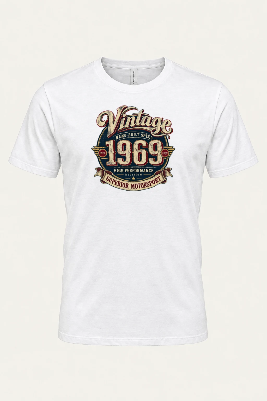 "Hand-Built Speed 1969" Heavyweight Unisex Crewneck T-shirt | Gildan 5000