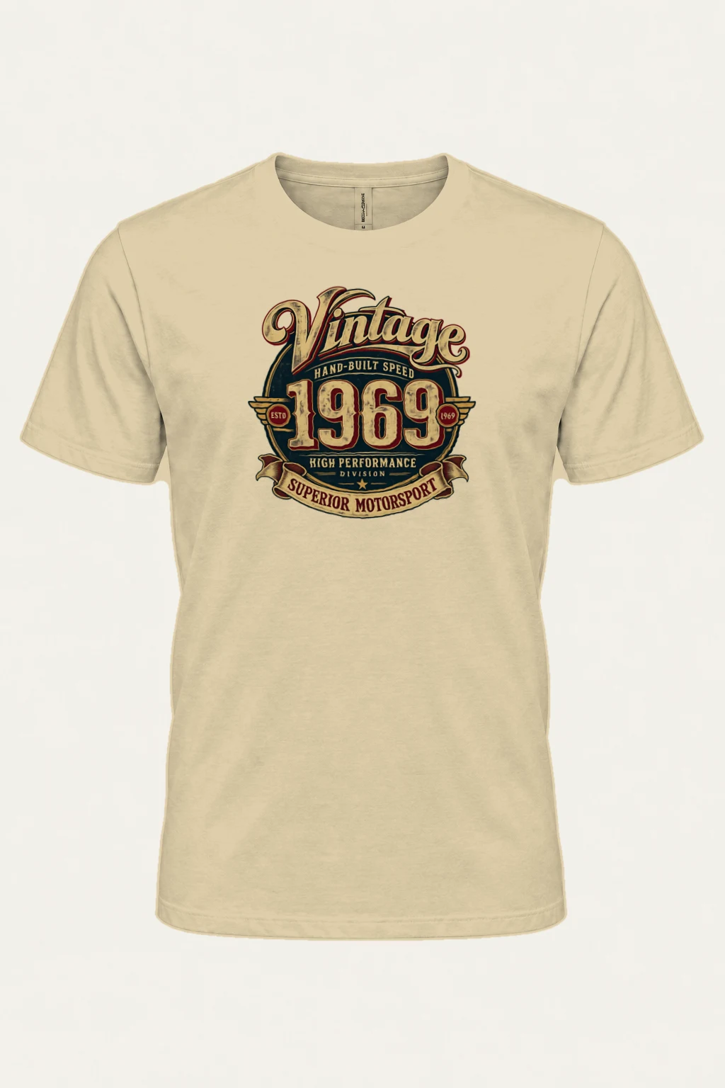 "Hand-Built Speed 1969" Heavyweight Unisex Crewneck T-shirt | Gildan 5000