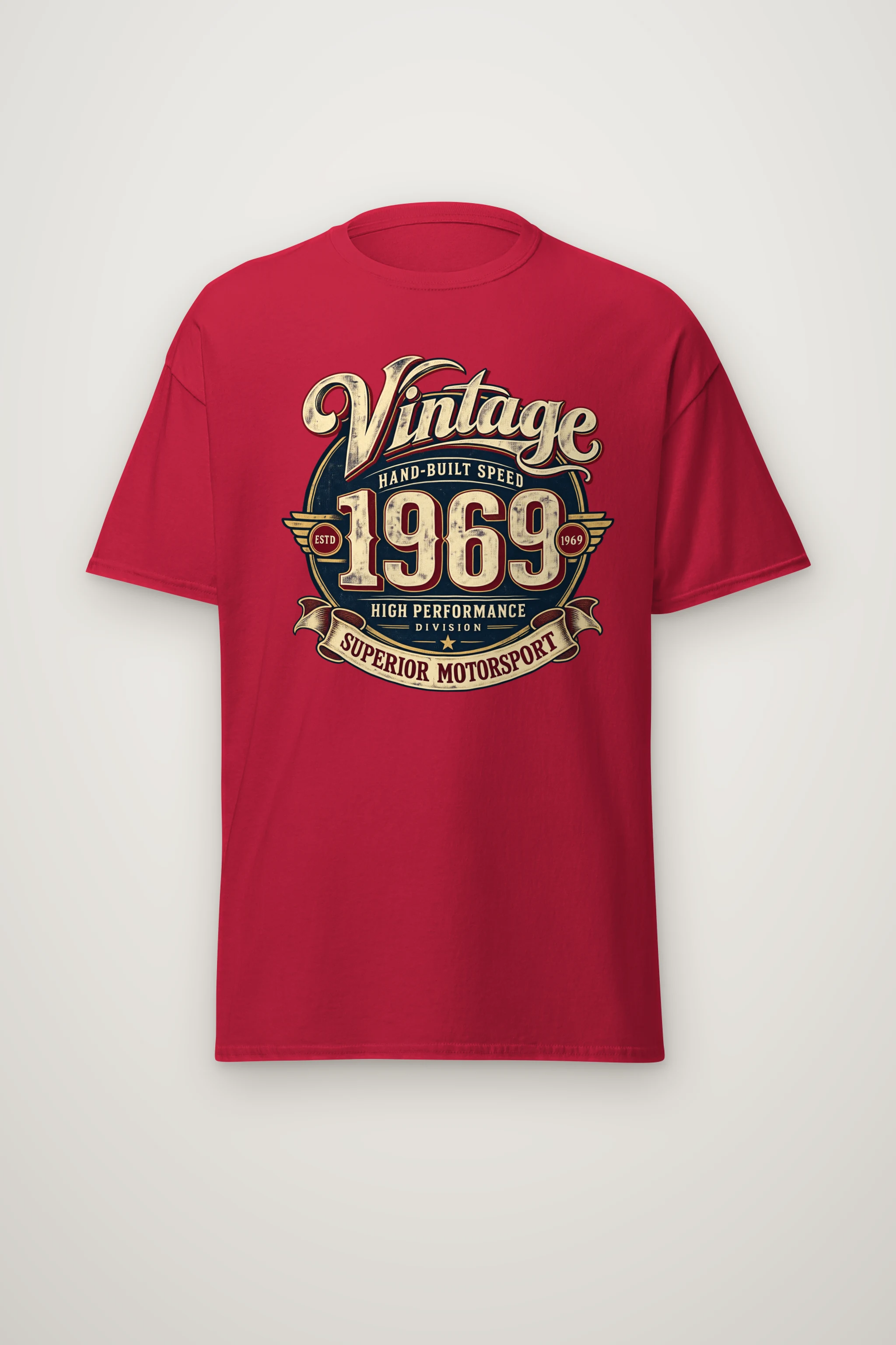 "Hand-Built Speed 1969" Heavyweight Unisex Crewneck T-shirt