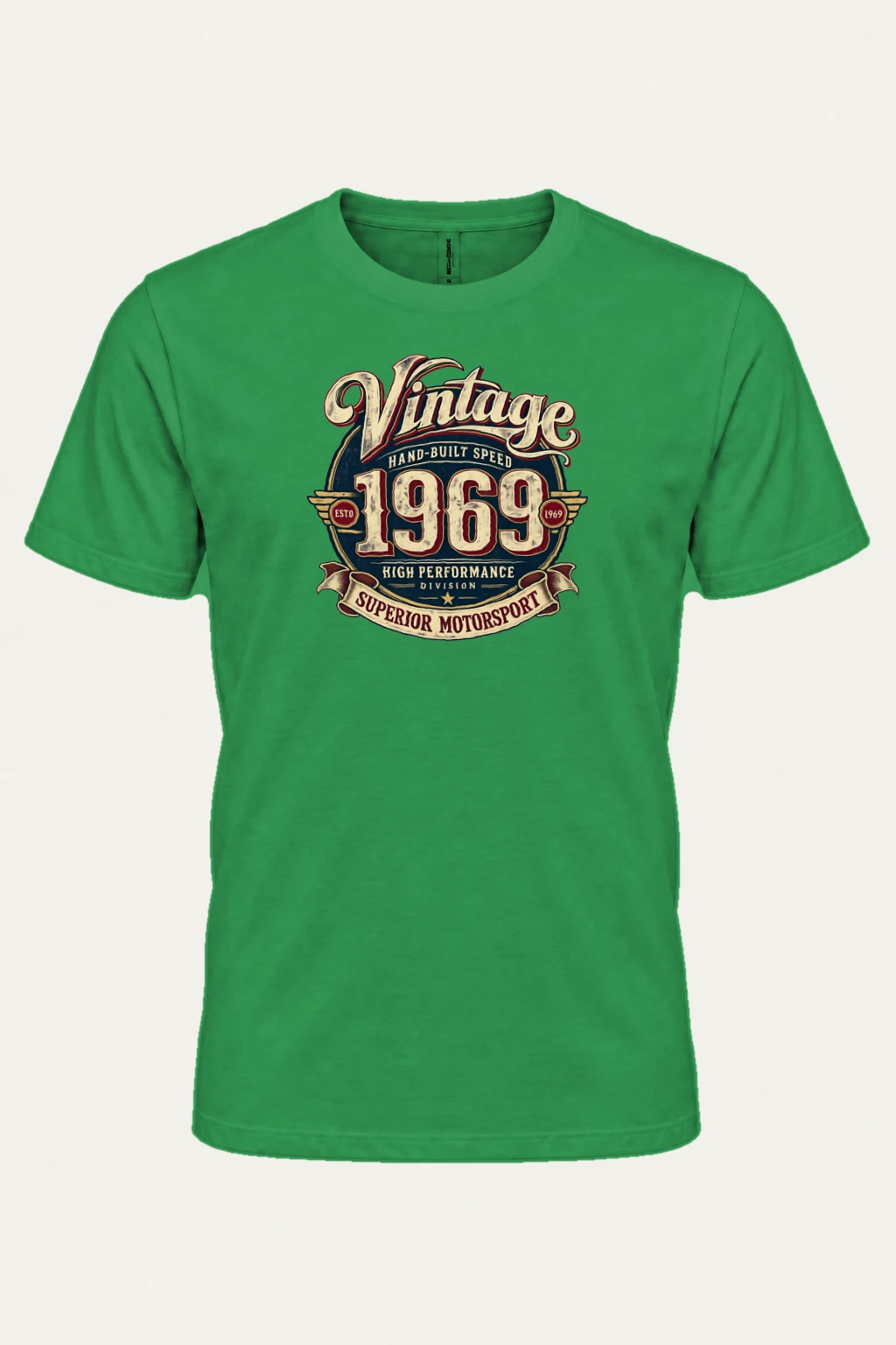 "Hand-Built Speed 1969" Heavyweight Unisex Crewneck T-shirt | Gildan 5000
