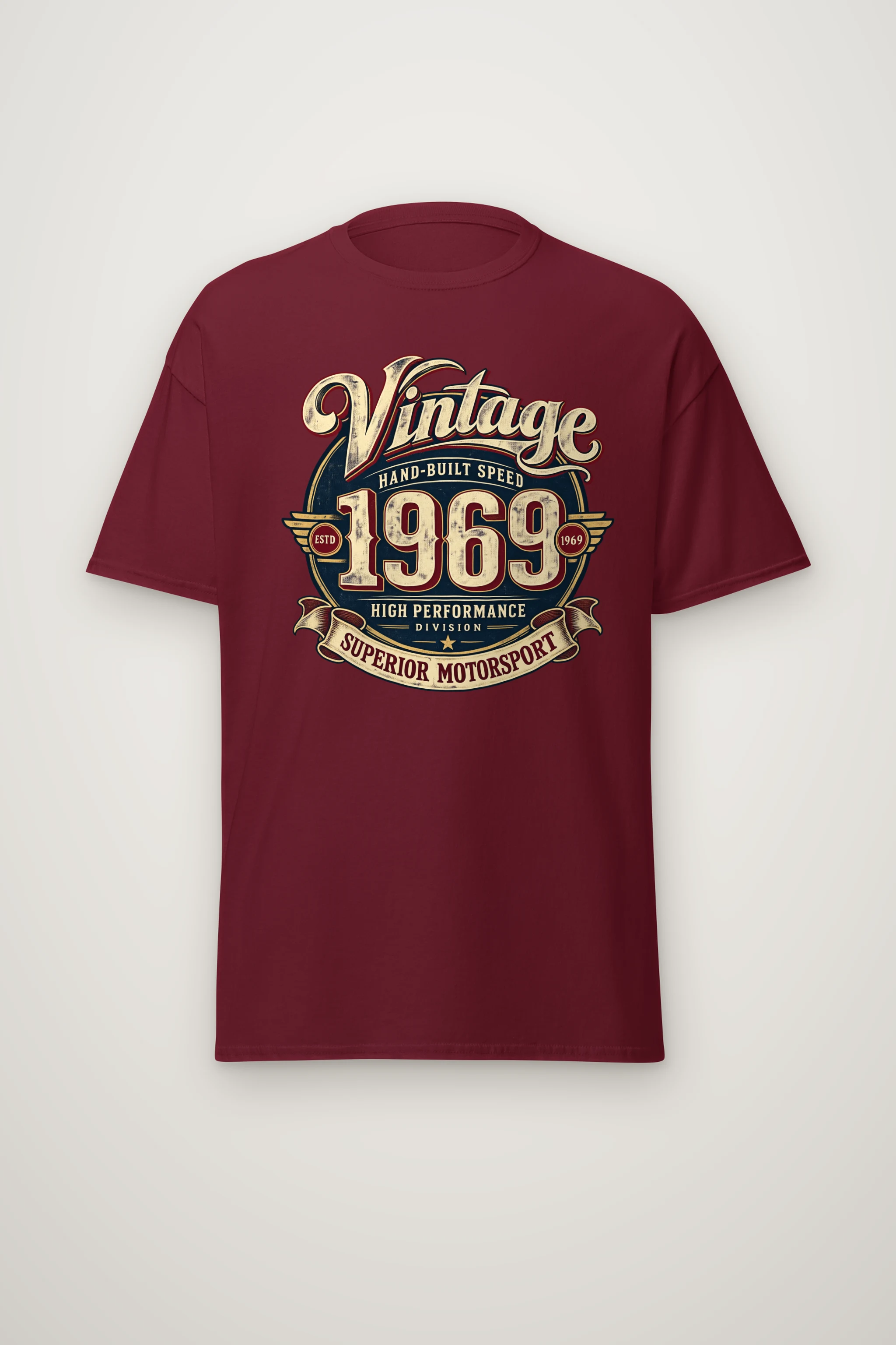 "Hand-Built Speed 1969" Heavyweight Unisex Crewneck T-shirt