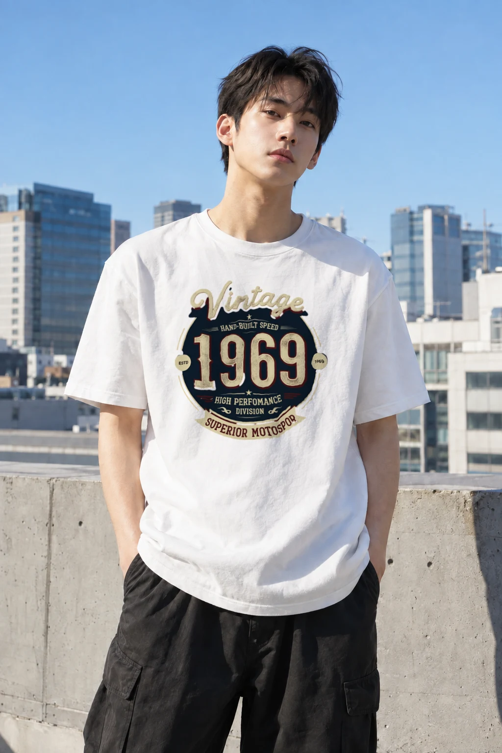 "Hand-Built Speed" Heavyweight Unisex Crewneck T-shirt | Gildan 5000