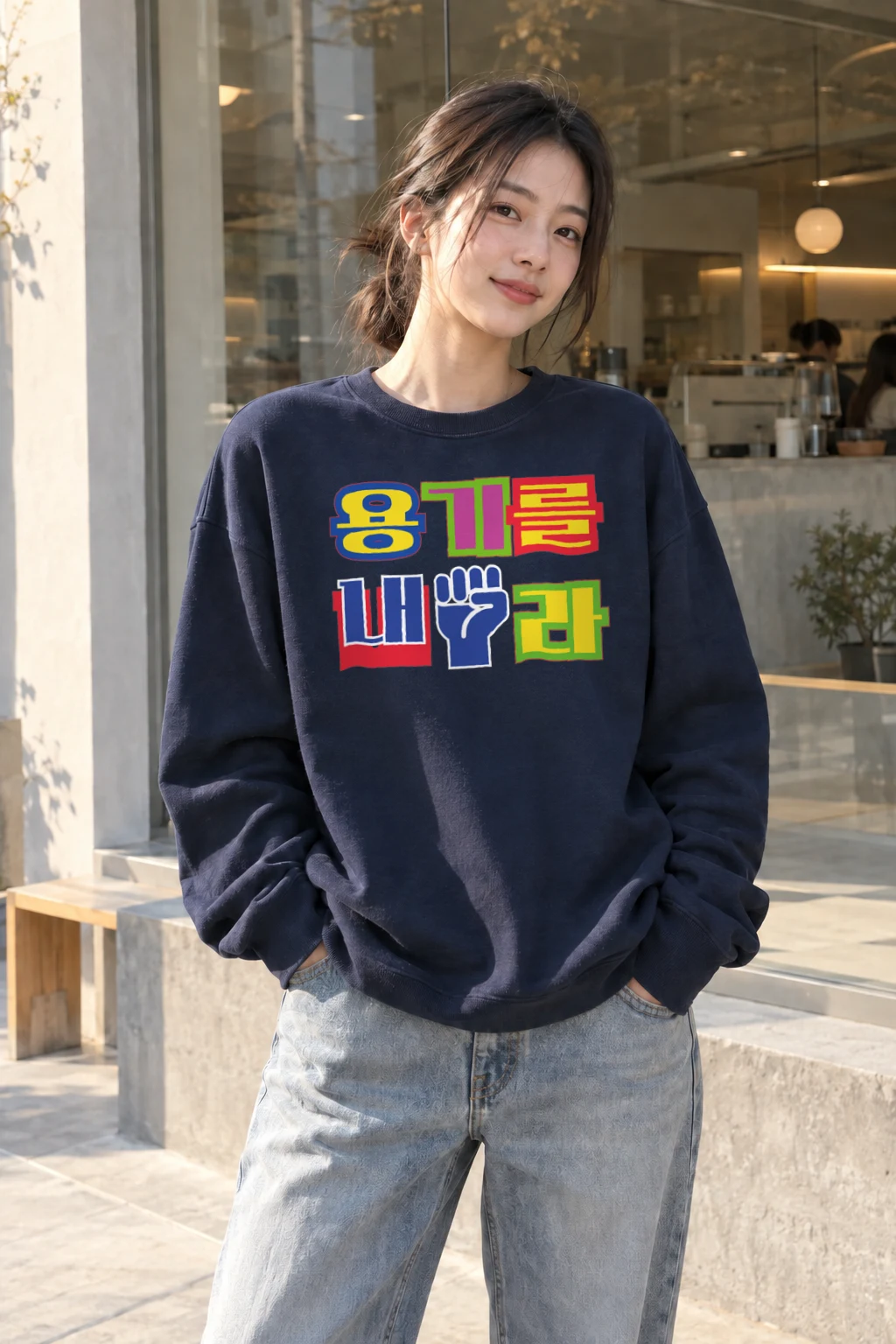 "Hangul Color Blocks" Heavy Blend Unisex Crewneck Sweatshirt | Gildan 18000