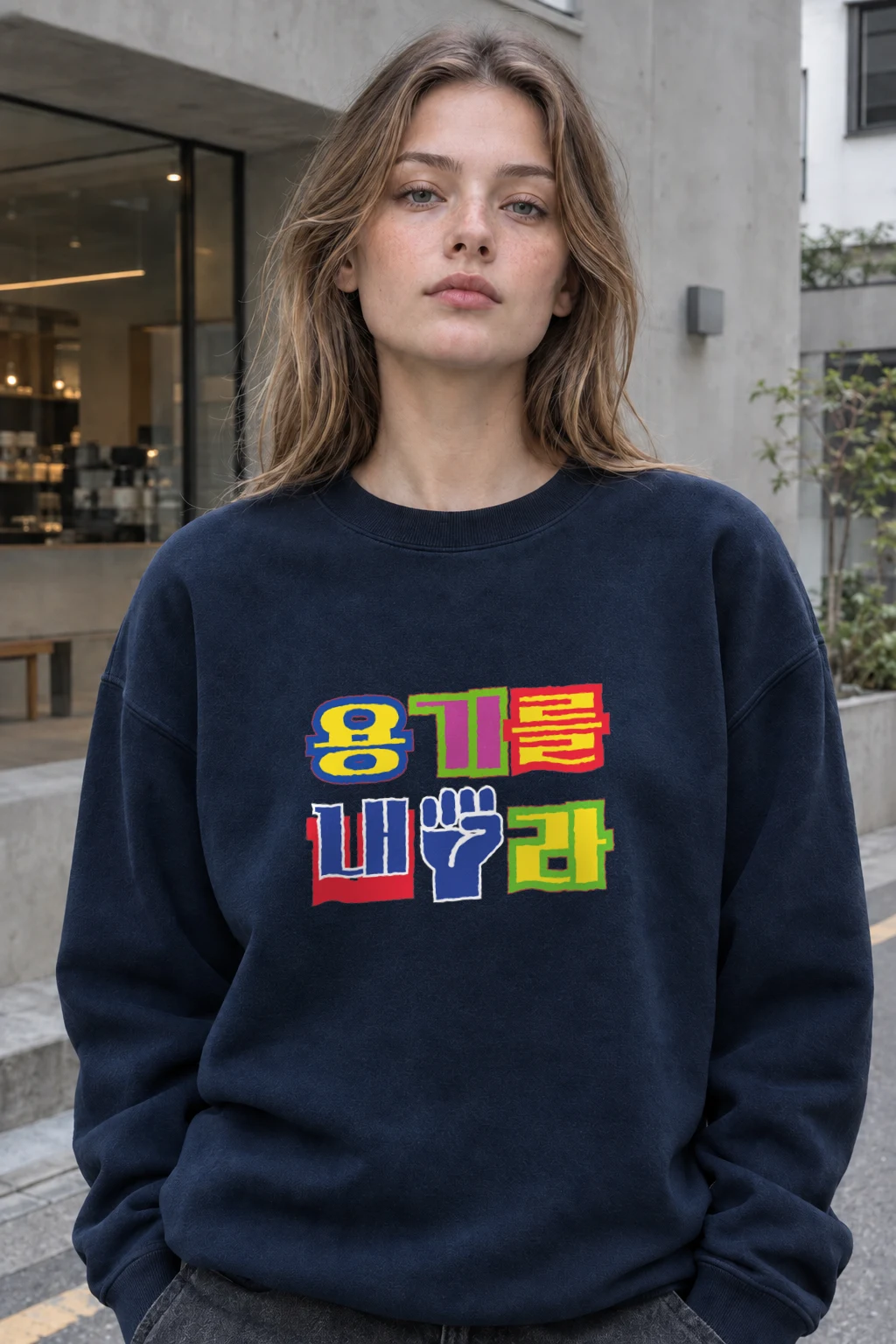 "Hangul Color Blocks" Heavy Blend Unisex Crewneck Sweatshirt | Gildan 18000