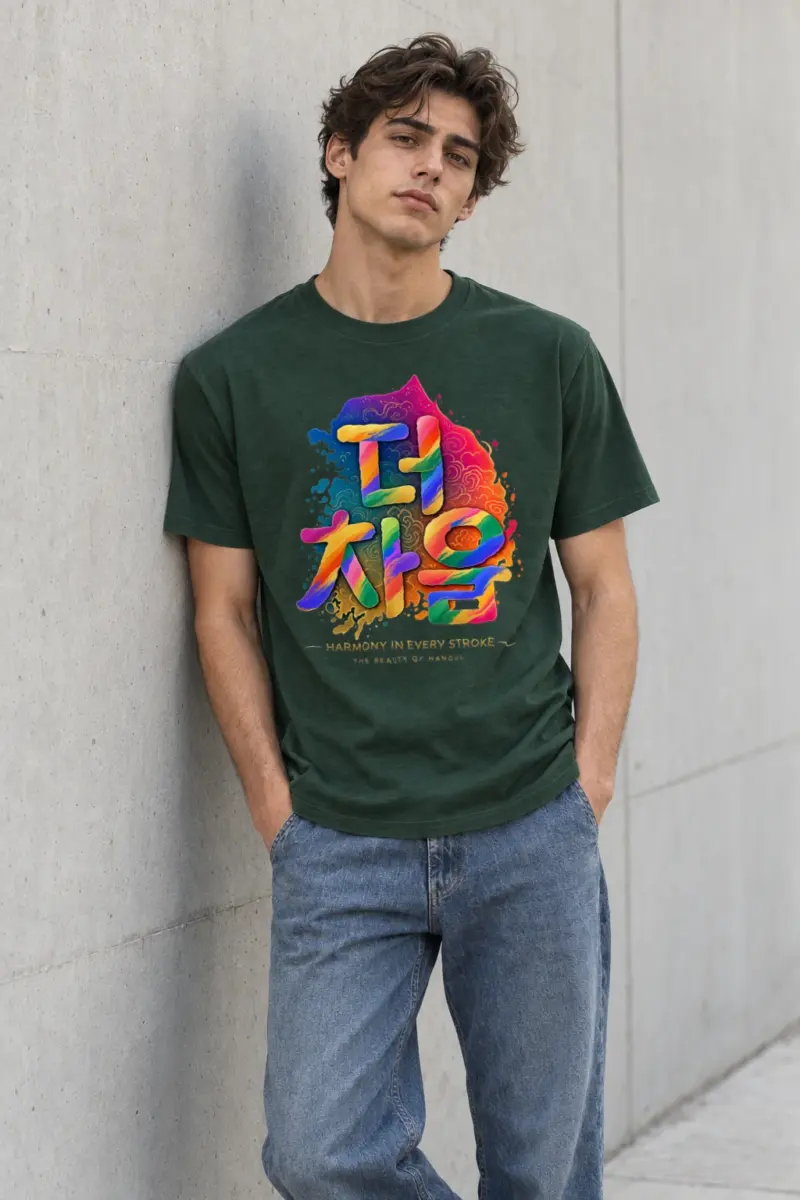 "Hangul Harmony" Heavyweight Unisex Crewneck T-shirt | Gildan 5000