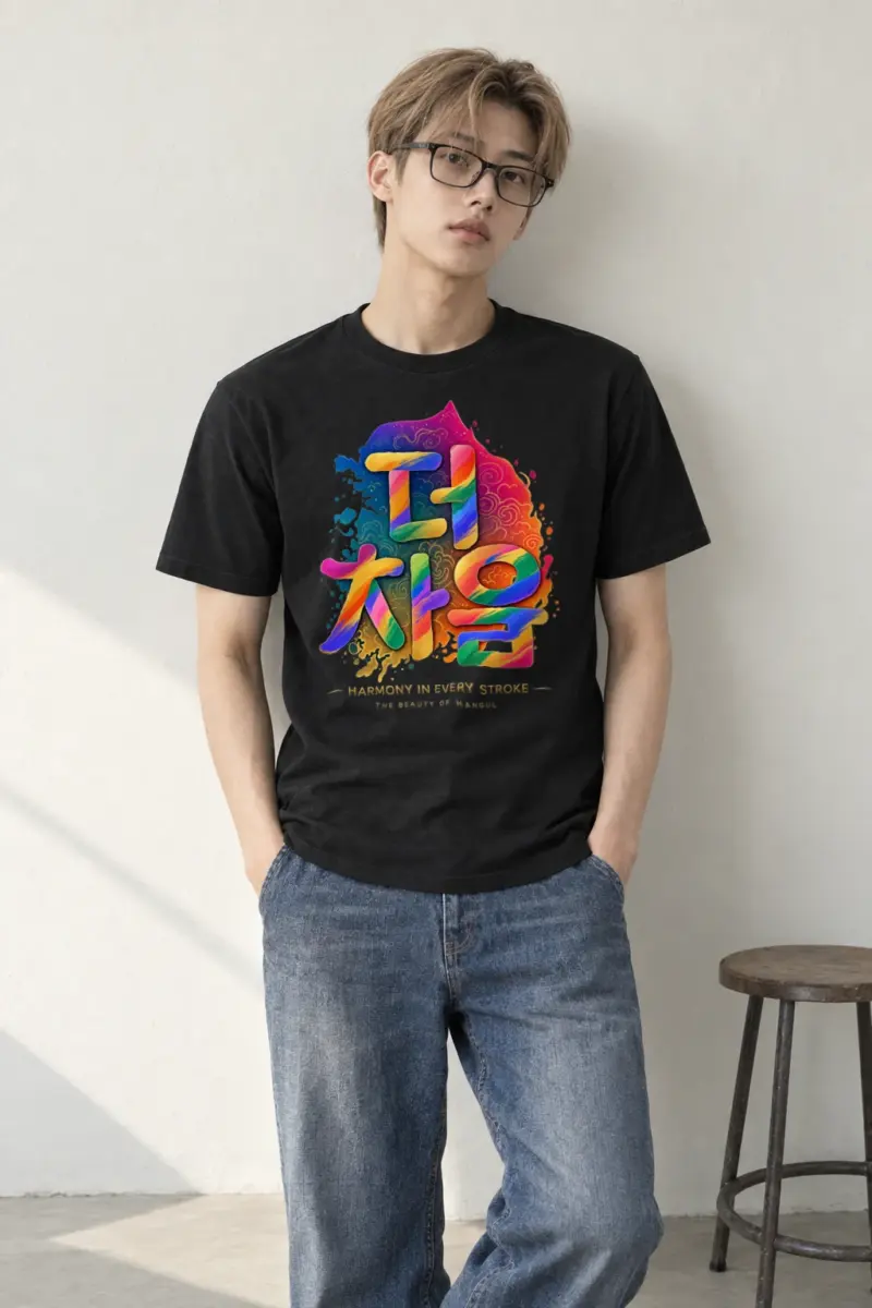 "Hangul Harmony" Heavyweight Unisex Crewneck T-shirt | Gildan 5000