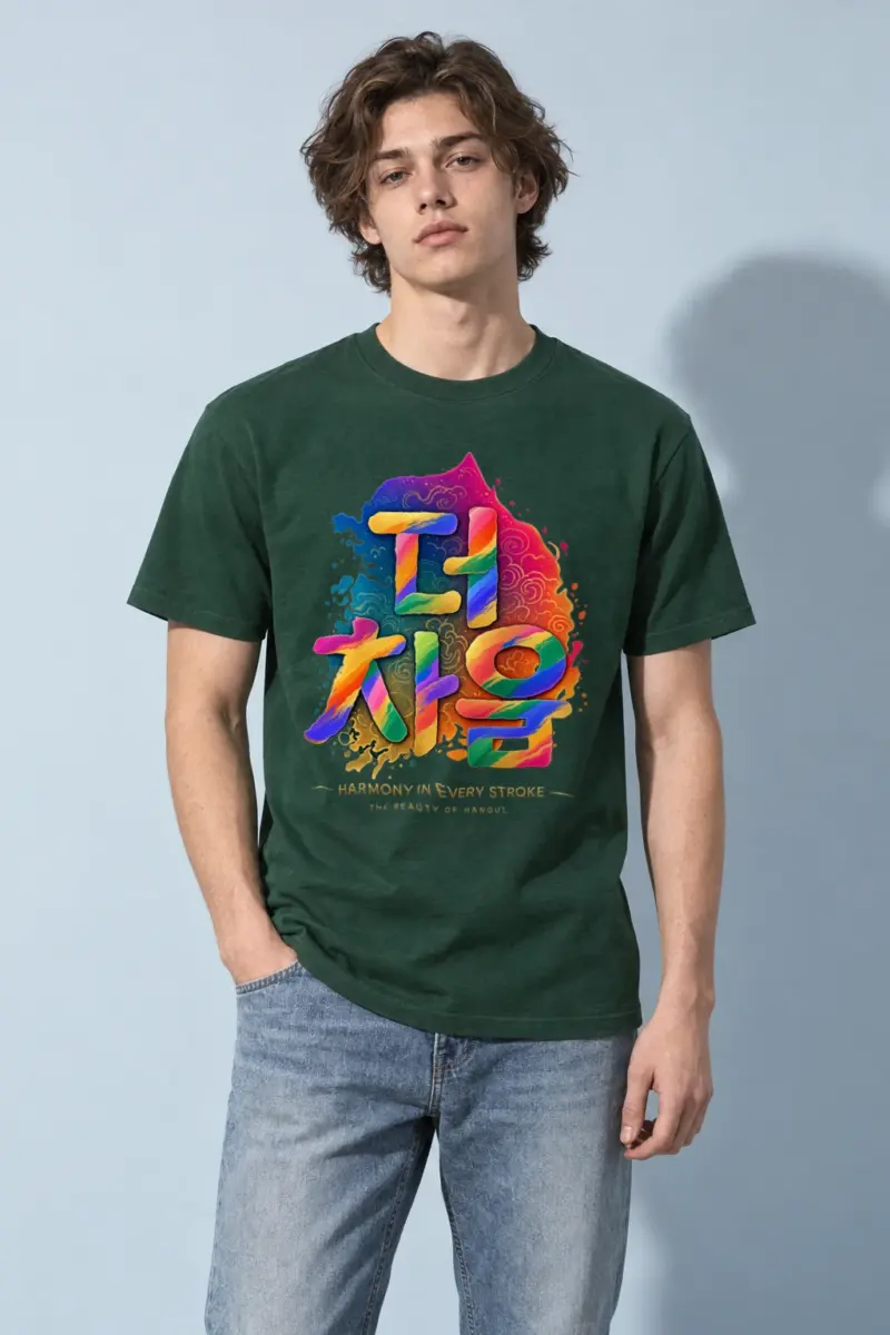 "Hangul Harmony" Heavyweight Unisex Crewneck T-shirt