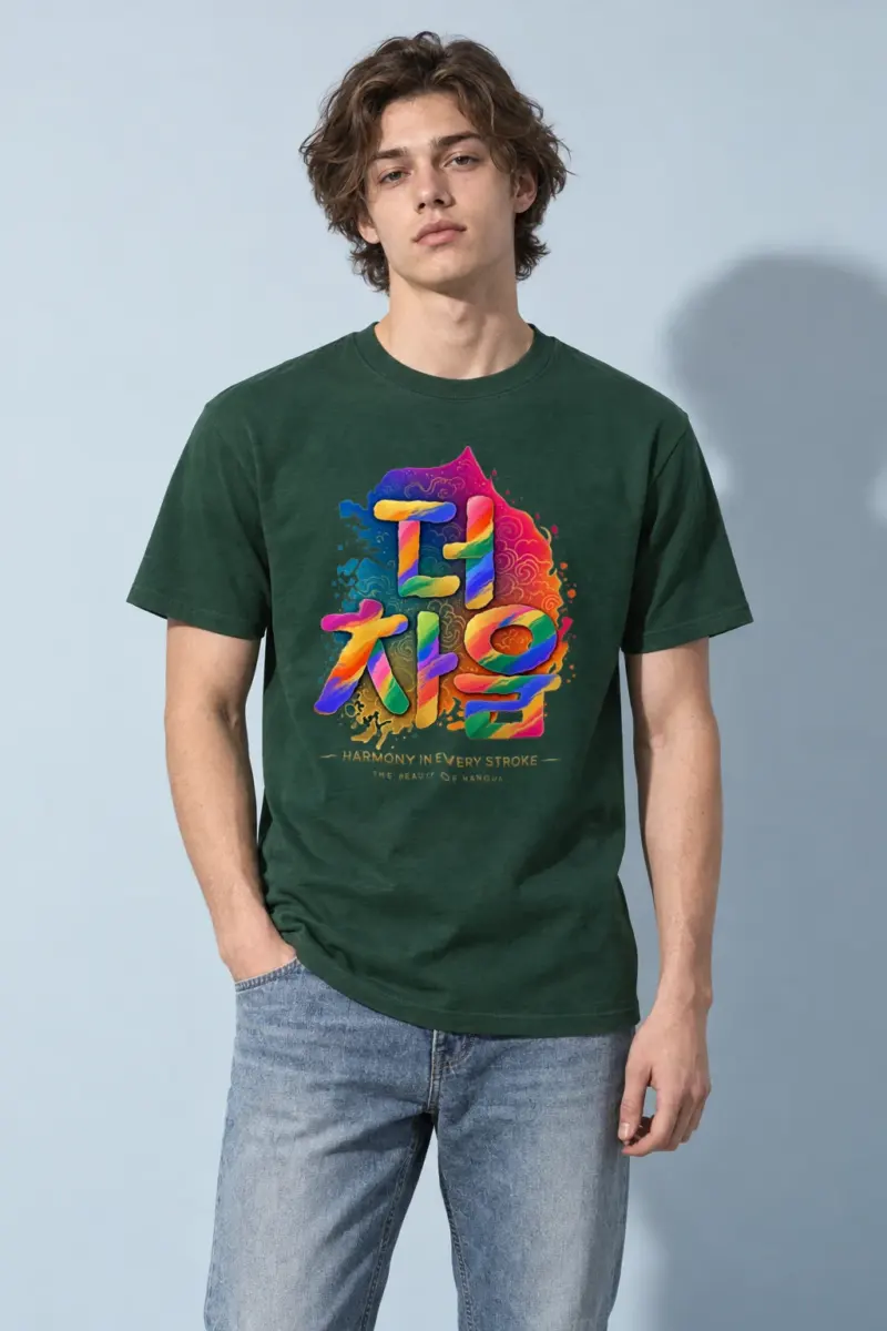 "Hangul Harmony" Heavyweight Unisex Crewneck T-shirt
