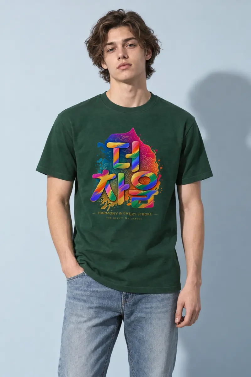 "Hangul Harmony" Heavyweight Unisex Crewneck T-shirt