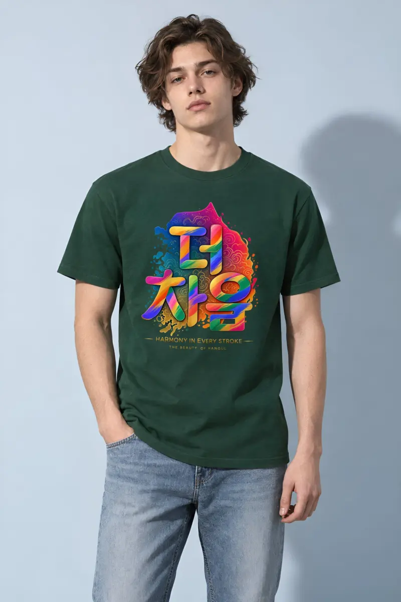 "Hangul Harmony" Heavyweight Unisex Crewneck T-shirt