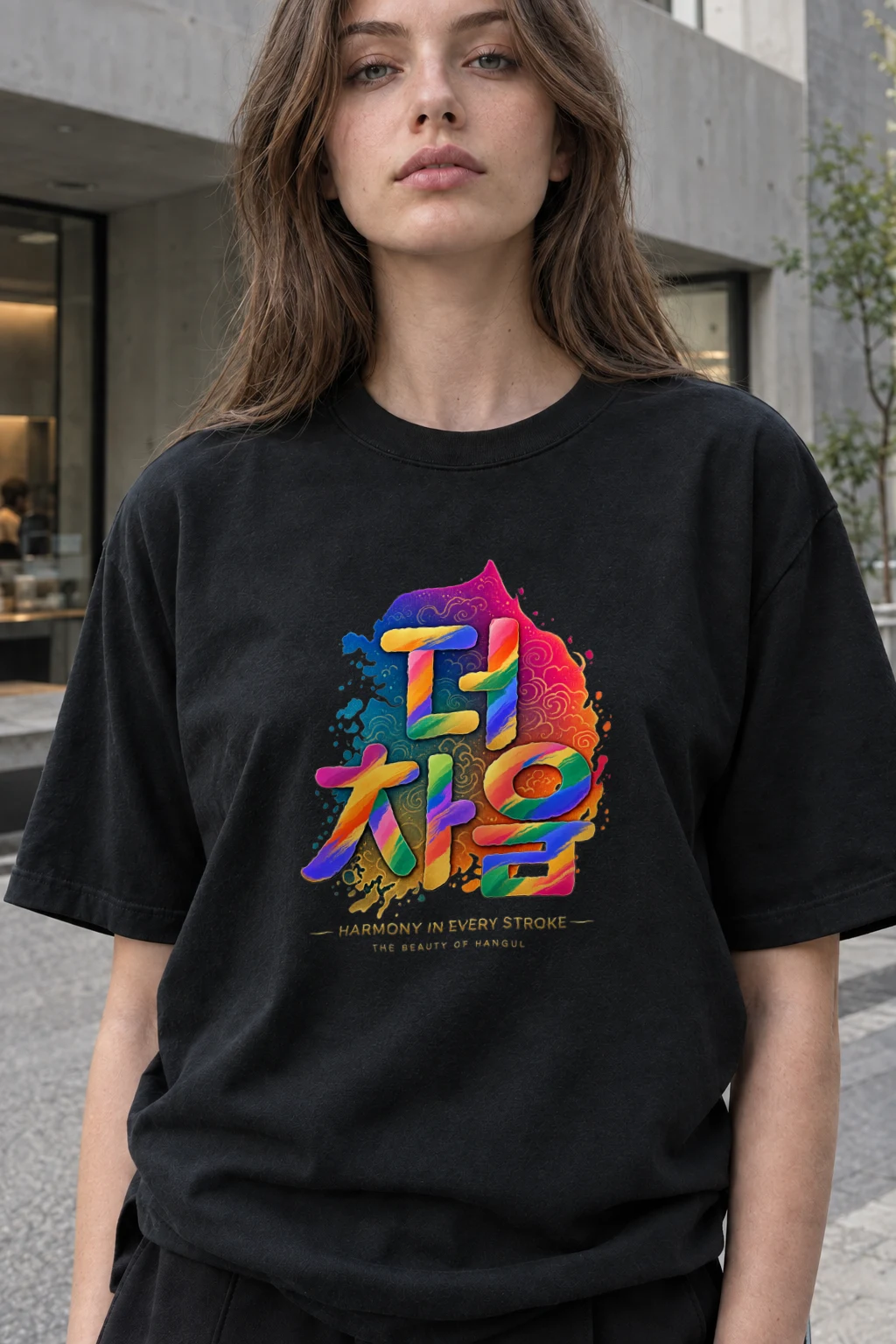 "Hangul Harmony" Heavyweight Unisex Crewneck T-shirt | Gildan 5000