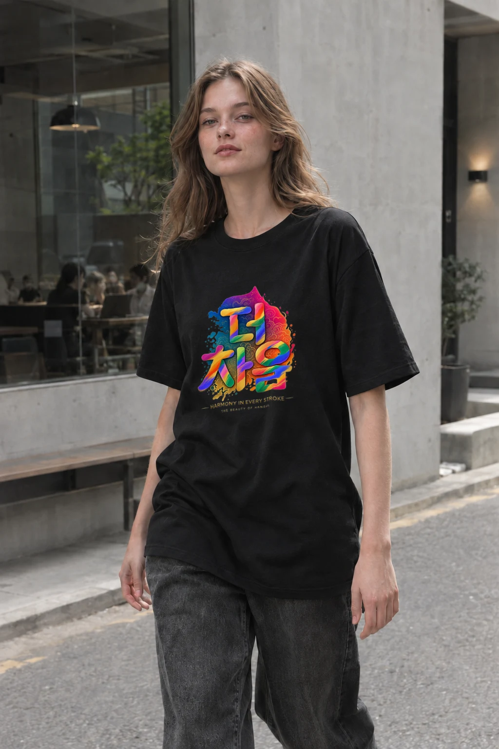 "Hangul Harmony" Heavyweight Unisex Crewneck T-shirt | Gildan 5000