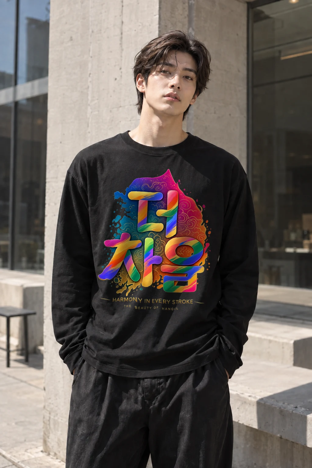 "Hangul Harmony" Unisex Longsleeve T-shirt | Gildan 2400