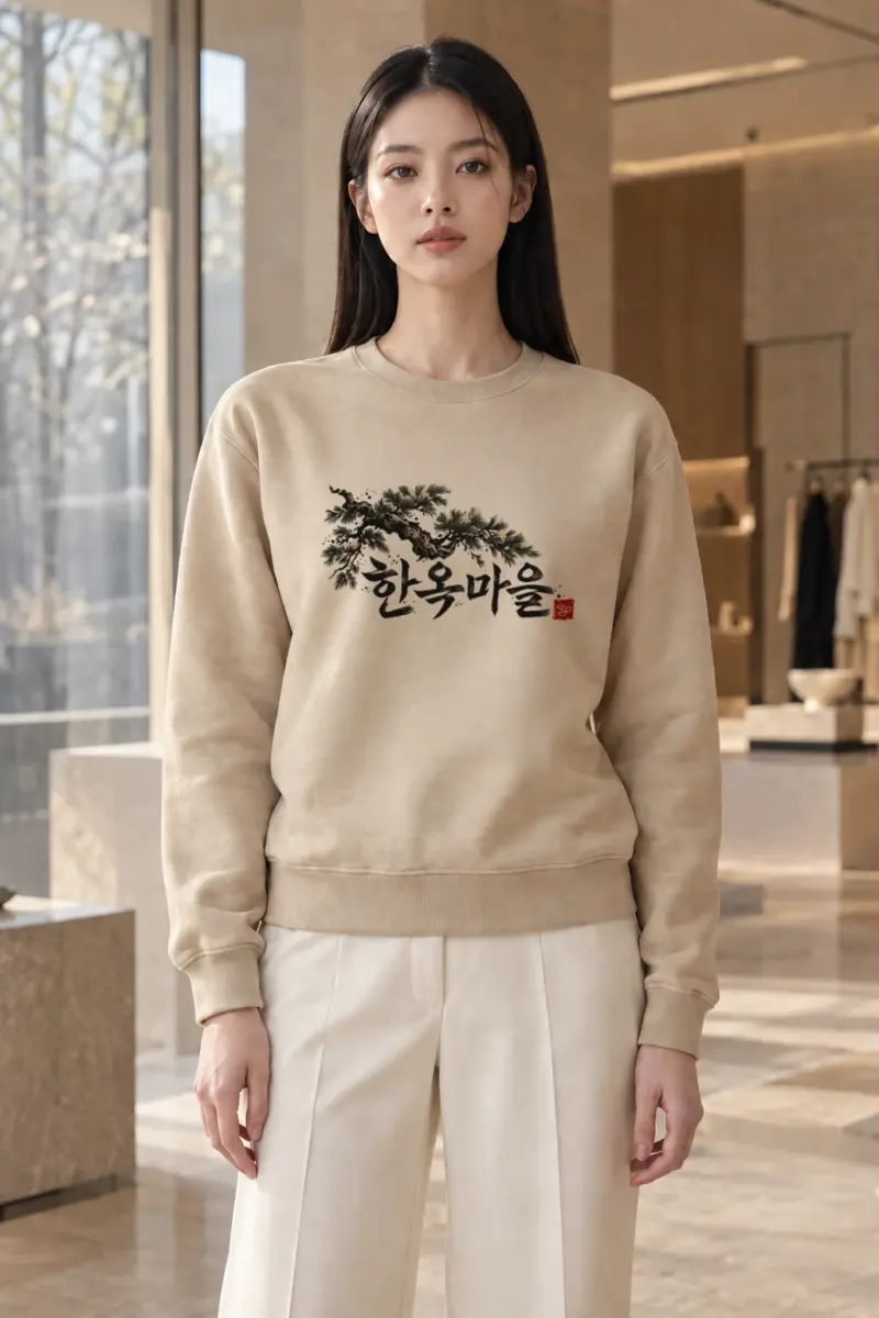 "Hanok Maeul Pine" Heavy Blend Unisex Crewneck Sweatshirt | Gildan 18000