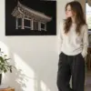 "Hanok Quiet Architecture" Premium Wooden Framed Poster · Landscape