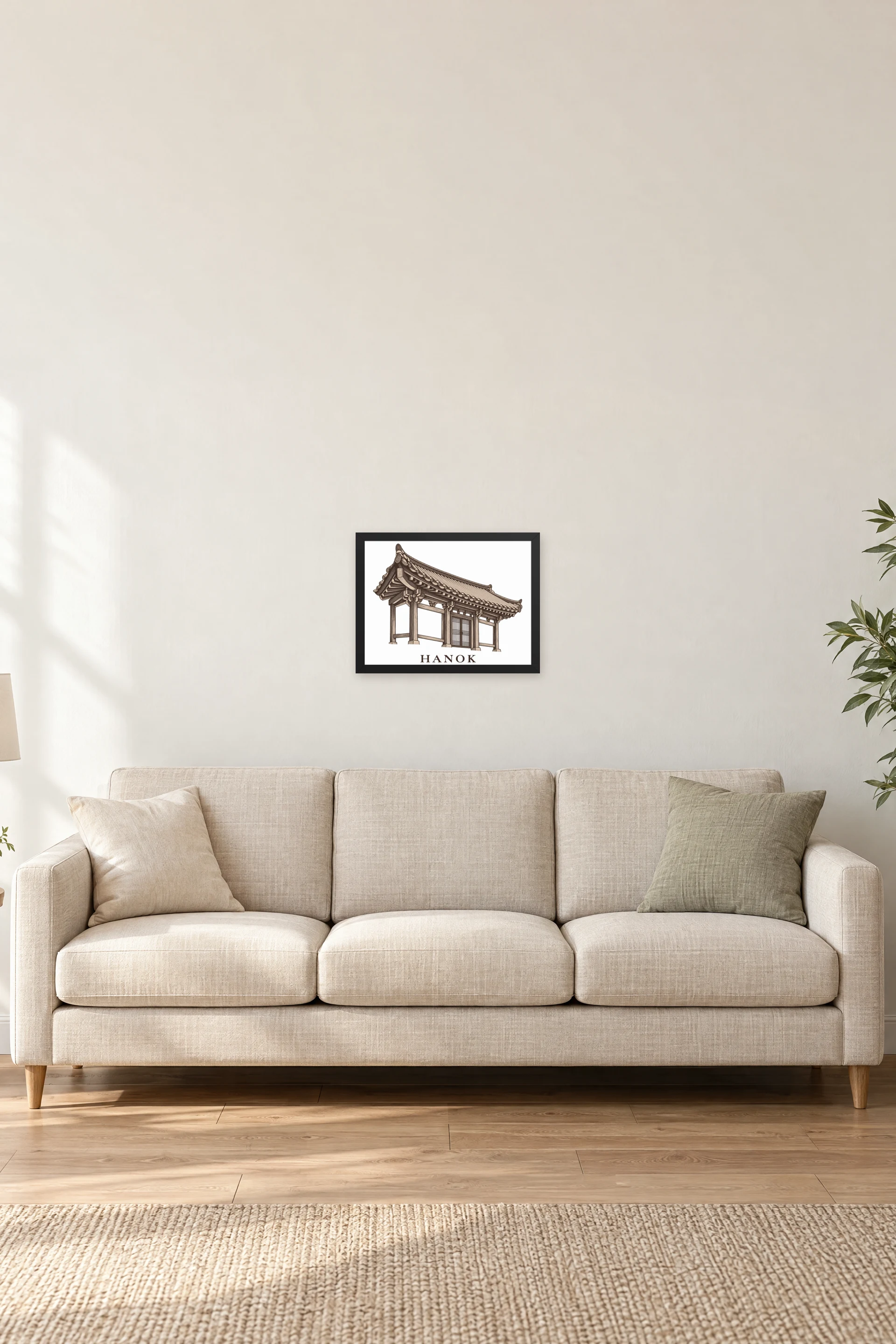 "Hanok Quiet Architecture" Premium Wooden Framed Poster · Landscape — Black frame, 16 × 12 in