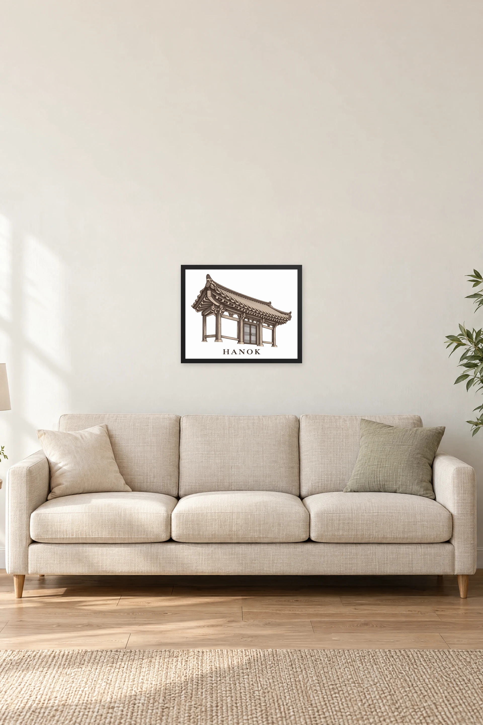 "Hanok Quiet Architecture" Premium Wooden Framed Poster · Landscape — Black frame, 20 × 16 in