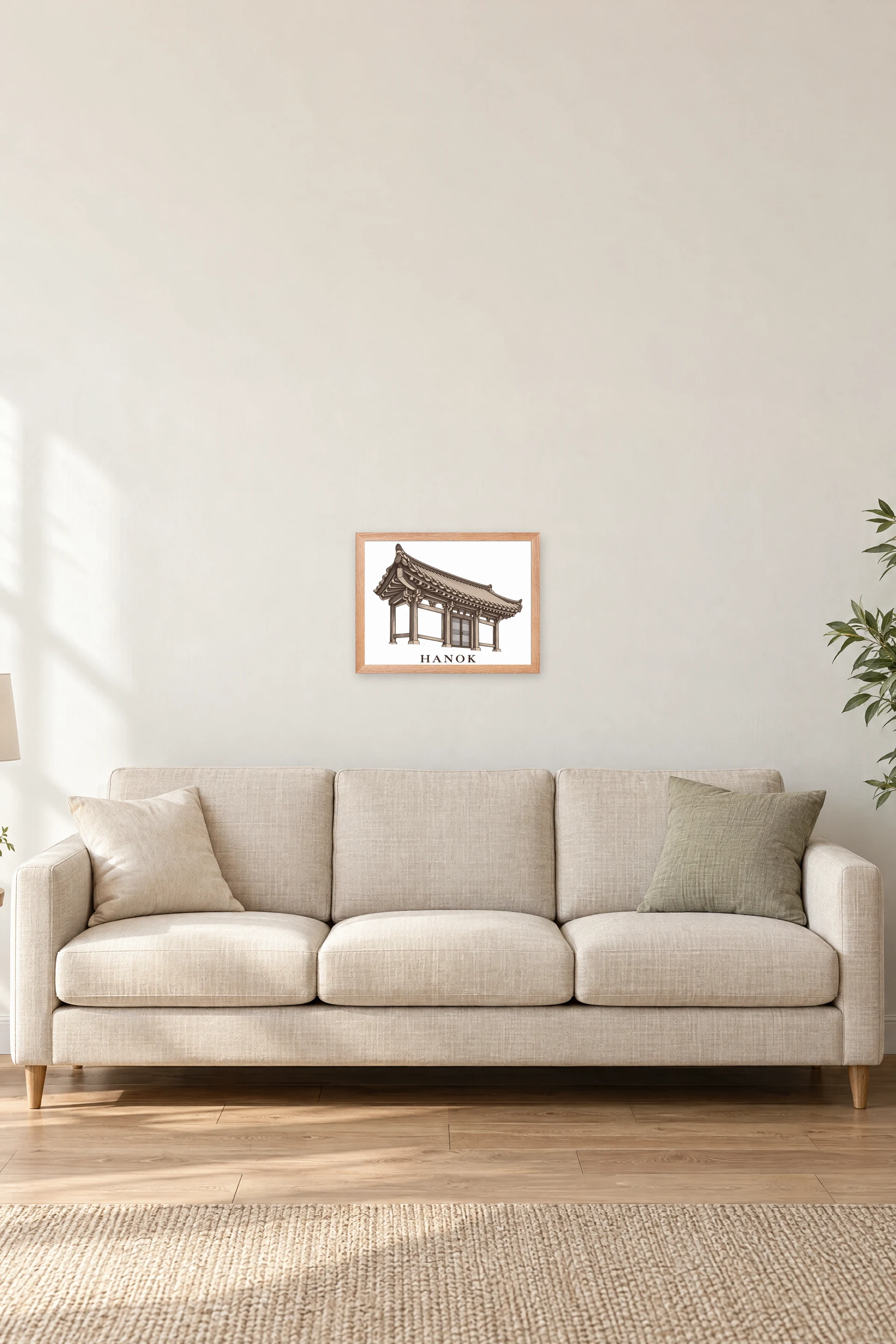 "Hanok Quiet Architecture" Premium Wooden Framed Poster · Landscape — Natural Wood frame, 16 × 12 in