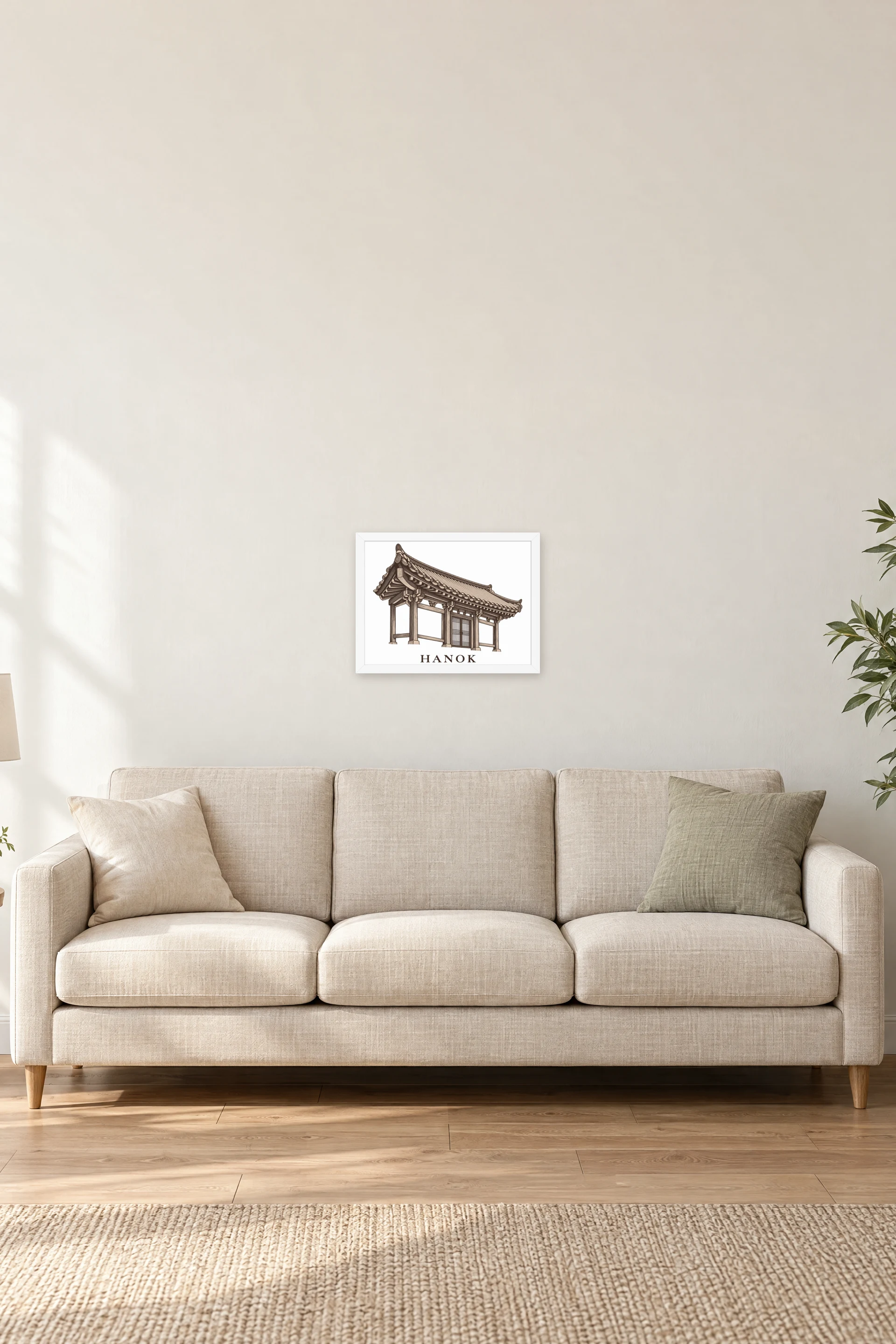 "Hanok Quiet Architecture" Premium Wooden Framed Poster · Landscape — White frame, 16 × 12 in