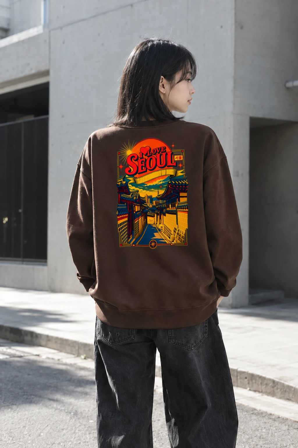 "Hanok Skyline" Heavy Blend Unisex Crewneck Sweatshirt | Gildan 18000